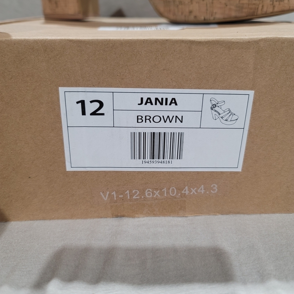 Journee Collection Jania Cork Platform Sandals, Brown Patent, Size 12 NIB - Picture 3 of 10